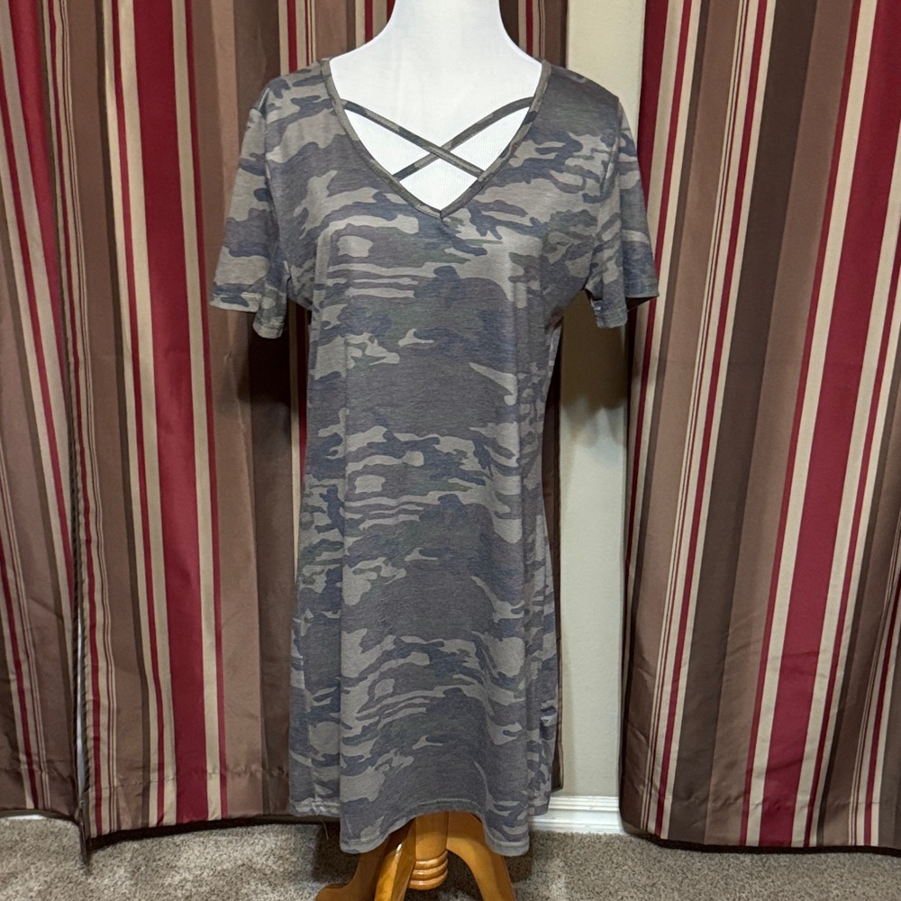 Camo V-Neck Dress by Amaryllis.  Size large